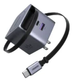 Cargador Ugreen 45W GaN con Cable Retráctil Gris X614 65821
