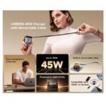 Cargador Ugreen 45W GaN con Cable Retráctil Gris X614 65821 - Imagen 3
