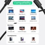Cable Thunderbolt 4 USB-C Ugreen 100W 8K MacBook Pro US501 - 30389 - Imagen 6