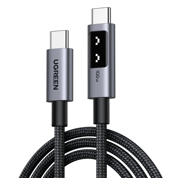 ugreen-uno-usb-c-to-usb-c-fast-charging-cable-100w-with-led-display-760389 Cable UGREEN UNO USB-C A USB-C 100W para iPhone 17, MacBook, iPad, Galaxy - Imagen 1