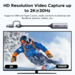 Capturador de video 2K@30Hz 1080P 4K HDMI USB-C Ugreen CM629 - 15389 - Imagen 4