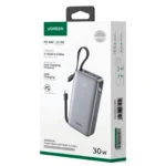 Power Bank Ugreen PB528 20000mAh 30W PD con 2 Cables USB-C Integrados Gris - Imagen 3