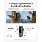 Anker Power Bank 25K, 165W, Built-In USB-C and Retractable Cable - Imagen 4