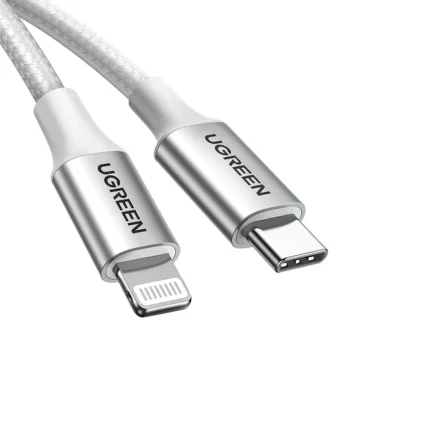 Cable USB-C a Lightning Ugreen Trenzado 1M Silver 70523