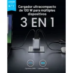 Cargador Anker Prime 100W GaN 3 Puertos USBC USBA - Imagen 3