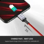 Cable Ugreen USB-C 1m 6A 480Mbps Carga Aluminio Rojo US505 - 20527 - Imagen 3
